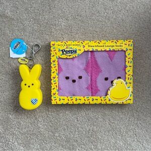Bath & Body Works PEEPS Set: Marshmallow Bunny PocketBac Holder + Lounge Socks